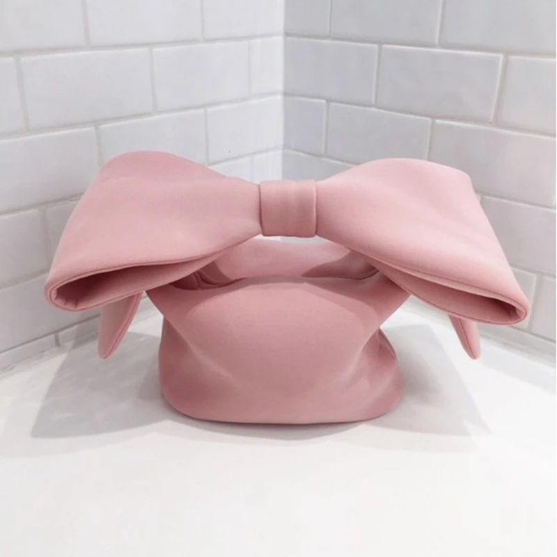 Personality Pink Color Big Bow Travel Party Handbag Evening Clutch Bags Cute