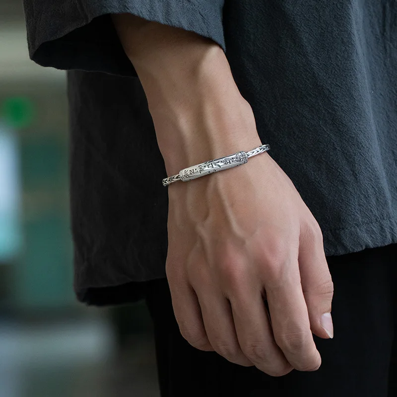 XIYANIKE Silver Color Vintage Adjustable Open Cuff Bracelet Bangles For Men Women Jewelry Gift Unisex Accessories Hip Pop