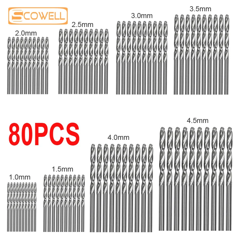 

80pcs M2 HSS Twist Drill Bits for Metal Stainless Steel Cast Iron Drilling High Precision Durable Industrial Tools 1mm - 4.5mm