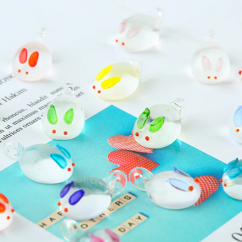 

5pcs 12x20mm Rabbit Shape Handmade Lampwork Glass Loose Beads for Jewelry Making DIY Crafts Findings