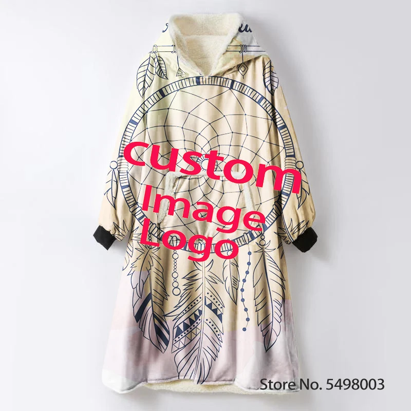 

Фланелевое одеяло с рисунком логотипа по индивидуальному заказу, свитер с капюшоном для ТВ, мягкая теплая домашняя повседневная одежда для детей и взрослых, пижамы