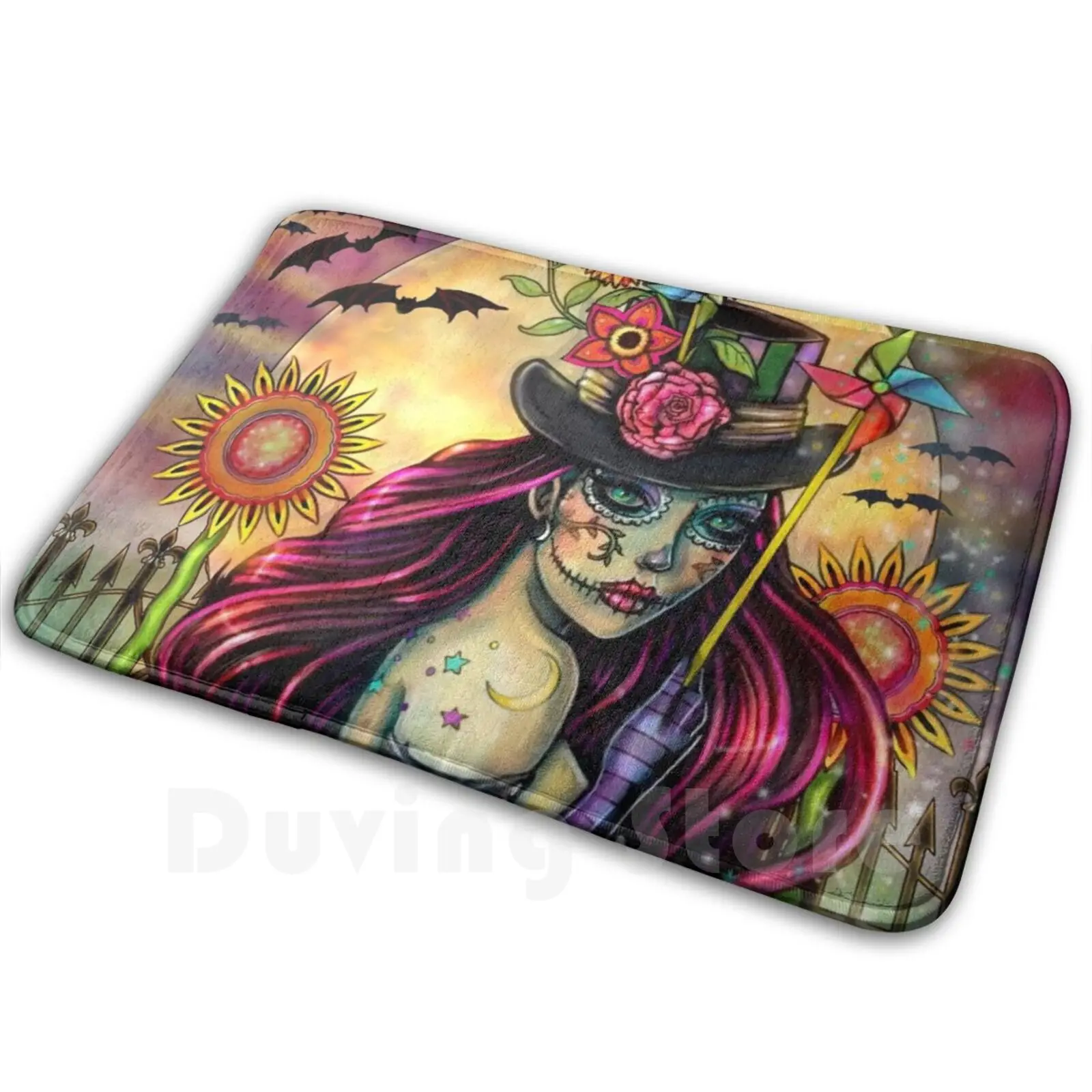 Sugar Skull Girl Fantasy Artwork By Molly Harrison Carpet 3080 Carpet Halloween Mardi Gras Fantasy