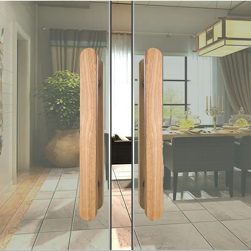 Imagem -05 - Moderno Simples Porta de Vidro de Madeira Maciça Porta Deslizante Porta de Madeira Puxador de Porta Dupla Face 300 400 600 800 mm