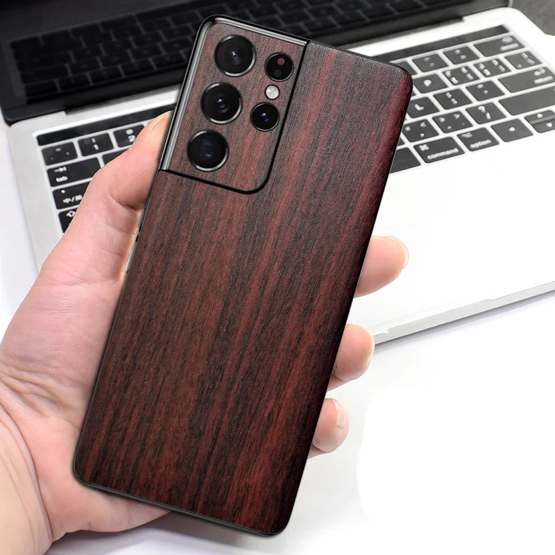 For Samsung Galaxy S21 Ultra S21 Plus Wood Grain Slim Stickers Decal Skin Protective Film Sticker For Samsung Note 20 Ultra S21