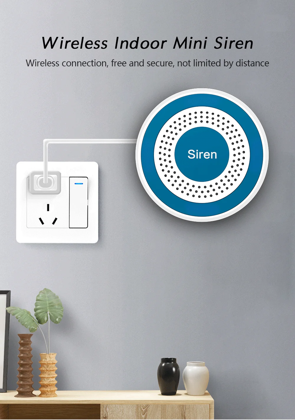 Sirene estroboscópica de flash sem fio 433Mhz WIFI Som e sensor estroboscópico de flash Alimentação USB para sistema de alarme contra roubo doméstico