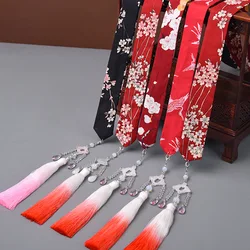 New Chinese Wind and Snow Spinning Tassel Hair Bands Retro Printing Color Headband Hanfu Suit Hair Accessories Women's Hair Belt