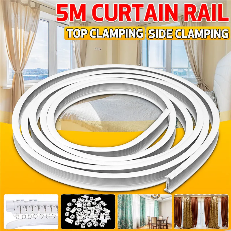 2M/3M/5M/6M Flexible Ceiling Curtain Track Bendable Window Rod Rail Straight Curve Curtain Decorative Accessories Home Decor