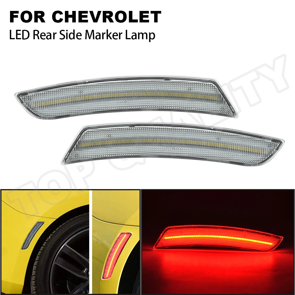 

Clear Lens Car LED Fender Side Marker Light Rear Red Turn Signal Lamp For 2016 2017 2018 2019 2020 Gen6 Chevrolet Chevy Camaro