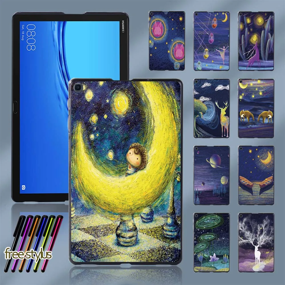 

Tablet Hard Shell Case for Huawei MediaPad M5 Lite 10.1"/MediaPad M5 10.8" Painting Fashion Pattern Durable Plastic Cover + Pen