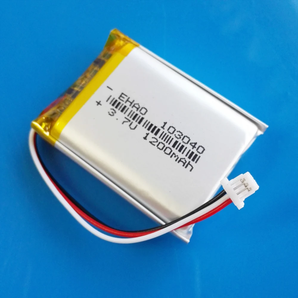 3.7V 1200mAh polimerowa akumulator litowy Lipo + JST 1.0mm 3pin wtyczka do MP3 GPS DVD rejestrator zestaw słuchawkowy 103040