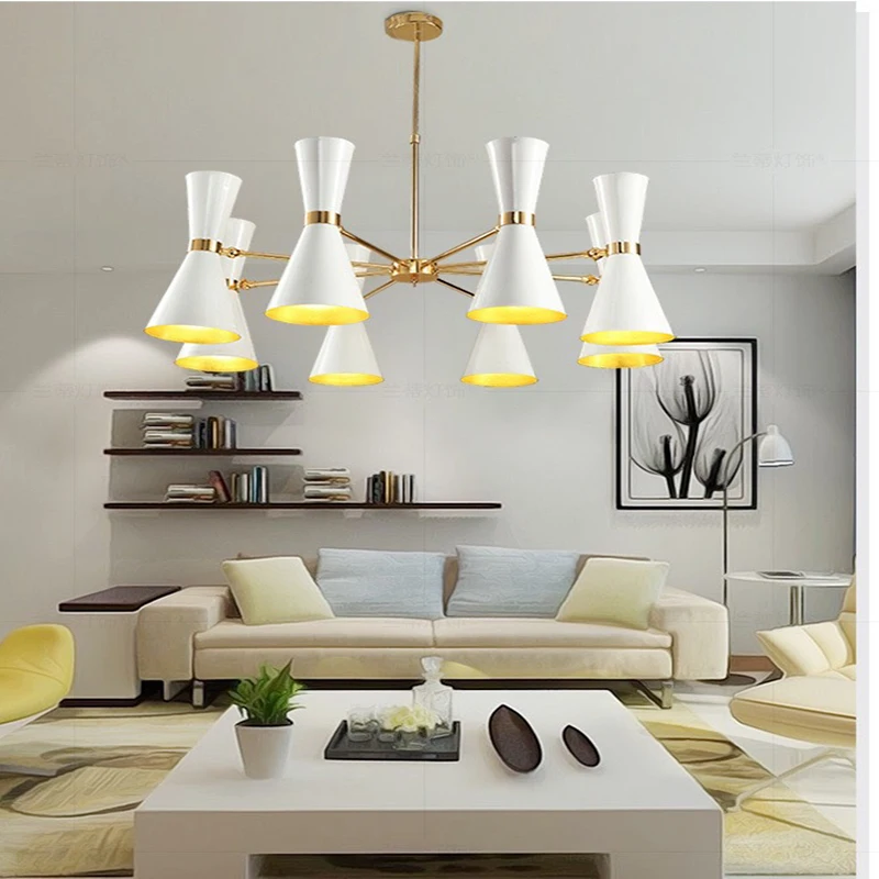 Modern Living Room Chandelier Bedroom Lamp Dining Room LED Lighting Villa Interior Lamp Ceiling Lamp Metal Lampshade
