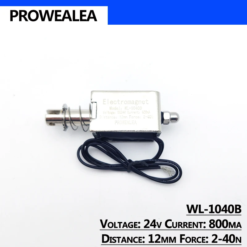 Solenoid Electromagnet Push Pull Type WL-1040B 6V 12V 24V Thrust Force 2-40N 12mm Open Frame Linear Electric Magnet