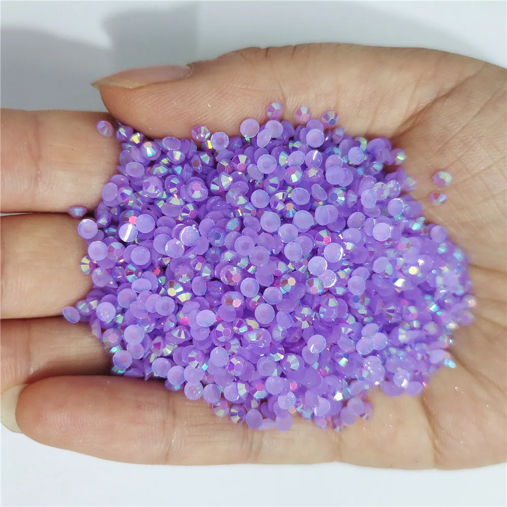 Wholesale Jelly Color AB Color 2mm,3mm,4mm, Facets  FlatBack Resin Rhinestone Nail Art Garment Decoration Stones