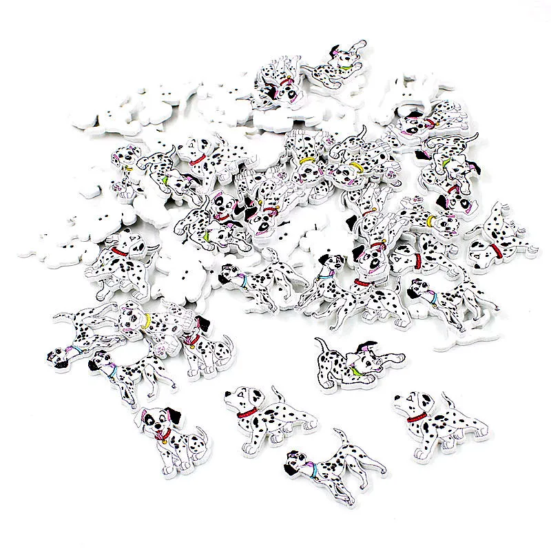 50pcs / pack random mixed dalmatian buttons for craft scrapbook DIY cute spot dog accessories