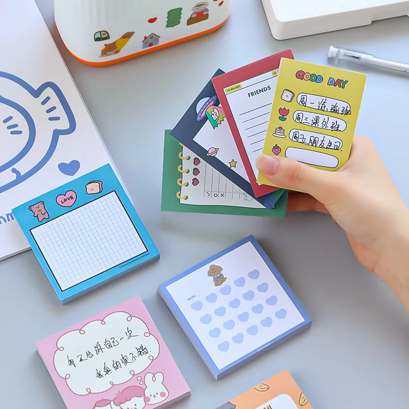 50 Sheets Cute Bear Rabbit Memo Pad Girl Journal Decoration Sticky Notes DIY Scrapbooking Album Note Paper Notebook Stationery