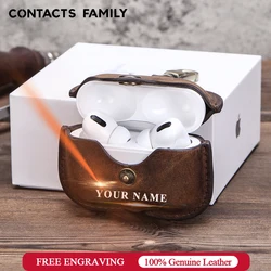 Retro Genuine Leather Cover for AirPods Pro Case Funda Airpod Pro чехол Bluetooth Wireless Headphones Charging Box Luxury