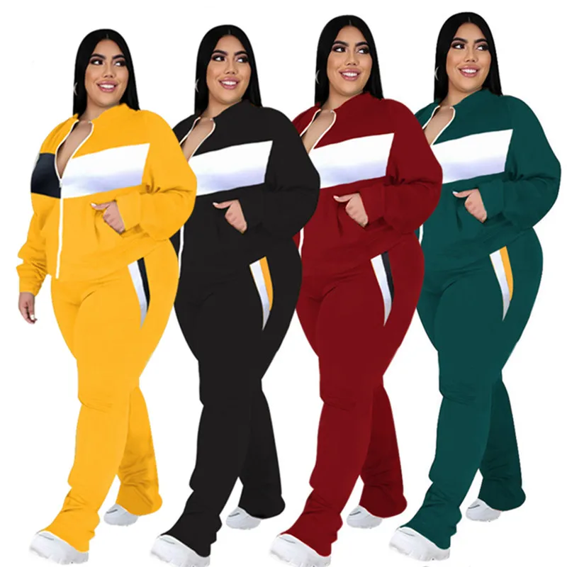 Plus Size Women Clothing Tracksuit Two Piece Set 5XL Sweatsuit Coat and Sweatpants Sport New Jogging Suit Wholesale Dropshipping