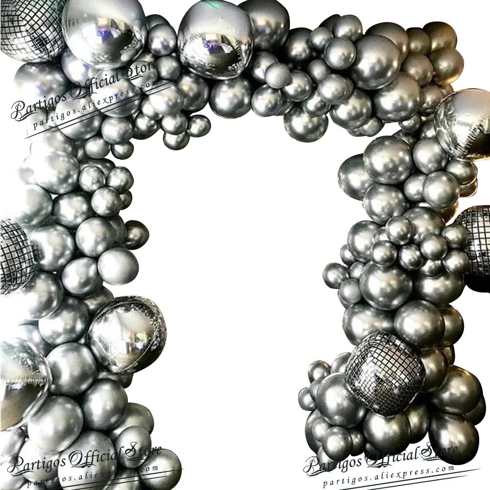 137Pcs Silver Disco Foil Balloons Garland Arch Chrome Metal Globos Wedding Birthday Party Decoration Retro 80s Disco Party Decor