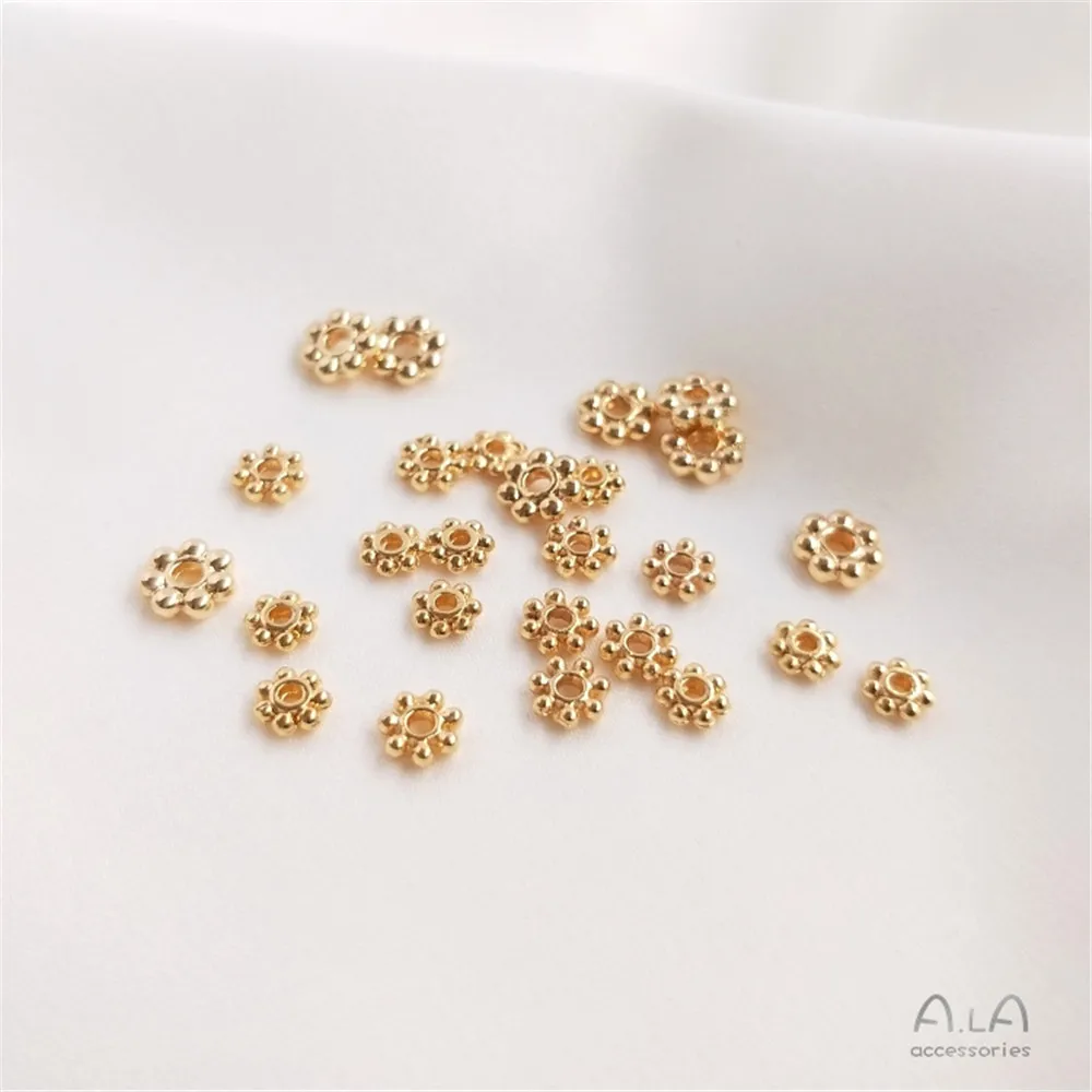 14K banhado a ouro floco de neve diy handwork acessórios pulseira colar jóias espaçador solto talão material