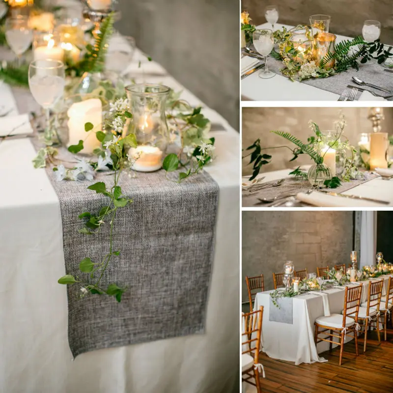 Table Runner Jute Imitated Linen Tablecloth Rustic Wedding Party Banquet Decoration Home Textiles Overlay Dinning Table Decor