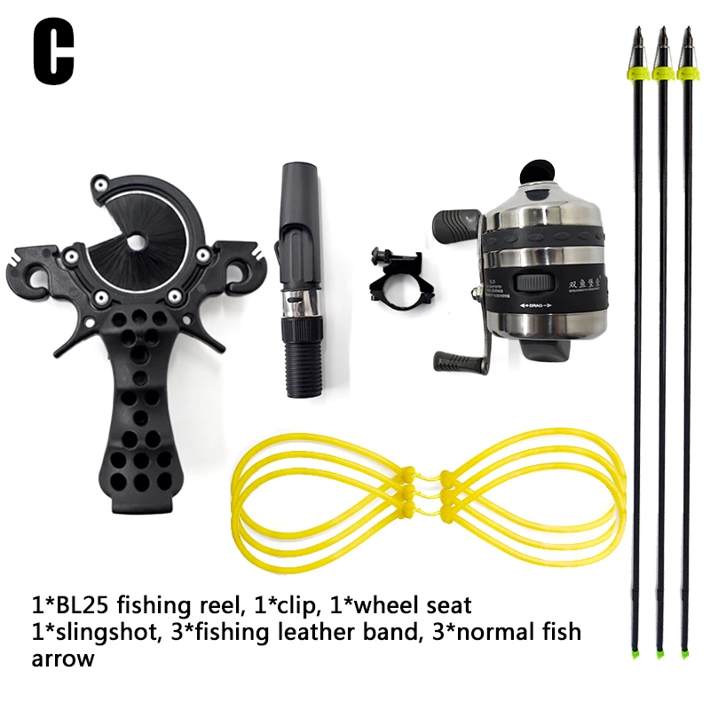 NONE Hochpräzise Fischs chießen Schleuder Sport Outdoor Pfeil und Bogen Schleuder schießen Fisch Pfeil schießen Fisch Katapult Set 5
