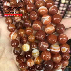 Natural Stone Red Stripes Agates Beads Round Loose Stone Beads 4 6 8 10 12 14mm For Jewelry Making Accessories DIY Bracelet 15