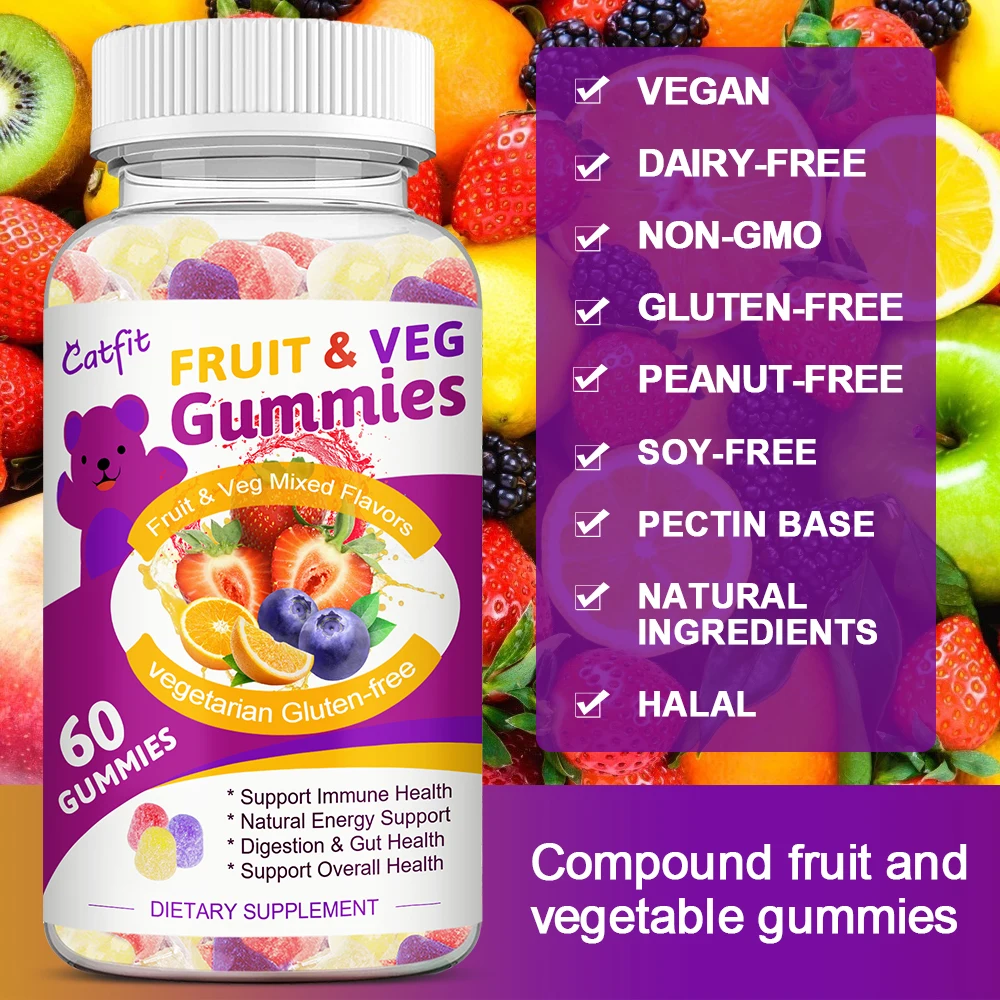 CatFit Compound Vitamin Fruit&Vegetable Gummies Strengthen immunity Gastrointestinal Nursing Help Digestion Snackes