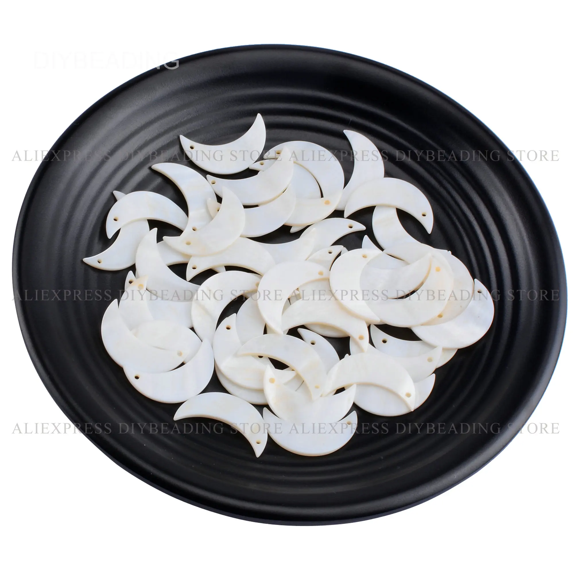 20-100 Pcs Natural White Freshwater Shell Crescent Moon Charm Pendant Beads for Earring Necklace Making (One top Hole 3 Sizes)