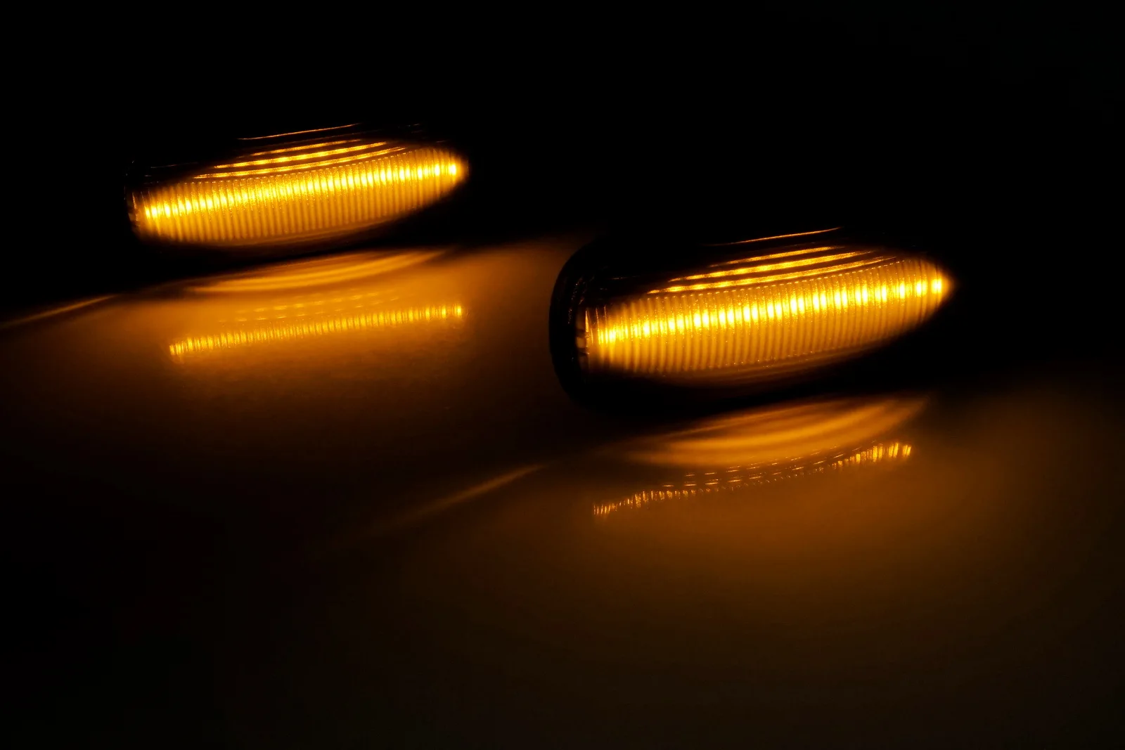 ANGRONG 1 Pair For Land Rover Defender 90 Discovery 2 Amber Dynamic LED Side Marker Indicator Repeater Light Black Lens