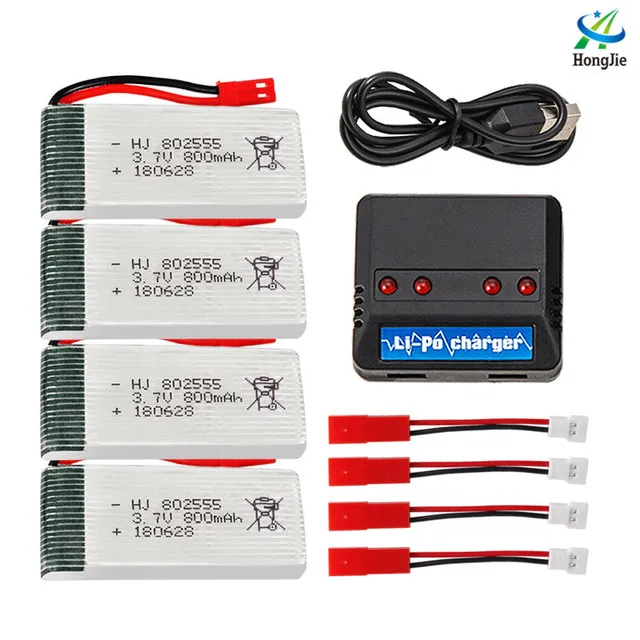 Factory sold hj-807 lithium battery set 3.7V 800MAH 802555 lithium battery JST plug spot aircraft model toy high capacity