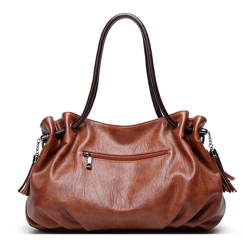 New European-American style fringed pleated casual large capacity fashion handbags for women