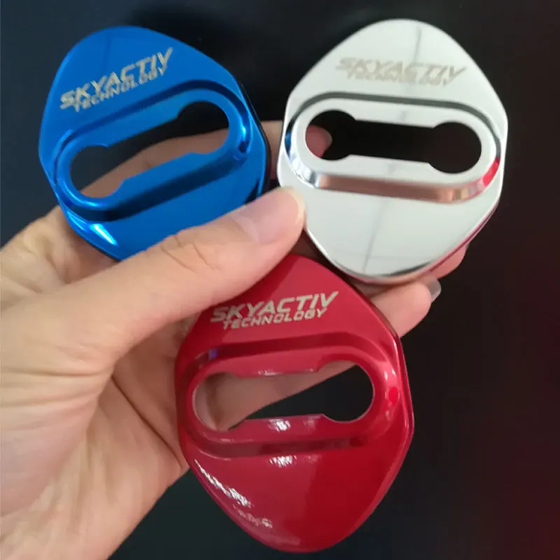 4pcs Door Lock Protection Cover For Mazda 2 3 6 CX3 CX-5 CX5 CX 5 CX9 CX30 MX5 SKYACTIV logo Car styling Accessories