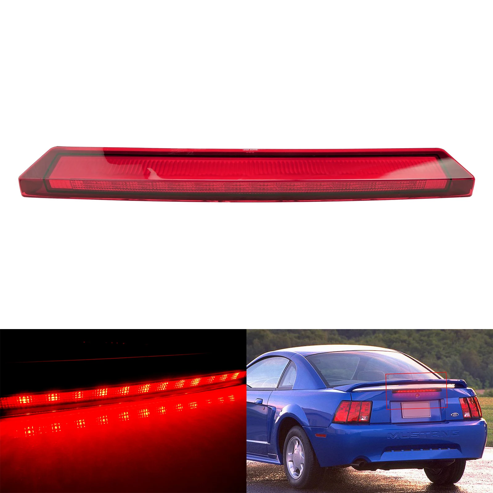 

ANGRONG Red Lens Third 3rd High Amount Level LED Brake Stop Light For Ford Mustang 99-04