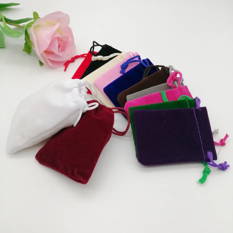 50pcs DIY Jewlery Velvet Bags Jewellery Pouches Drawstring Gift Bag for Jewlery Packaging Display Storage Bags Gift Box Gift Bag