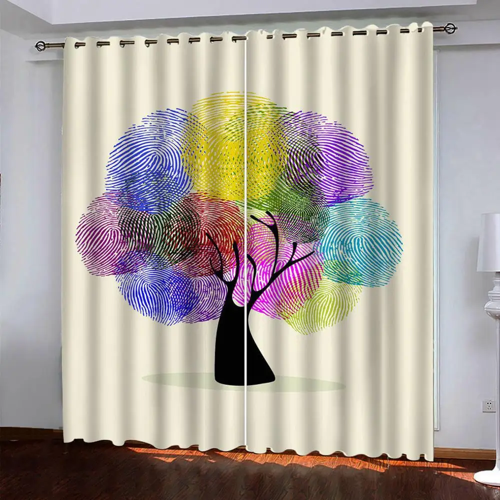 

3d curtains color Abstract tree blackout cutains Luxury Blackout 3D Window Curtains For Living Room Bedroom