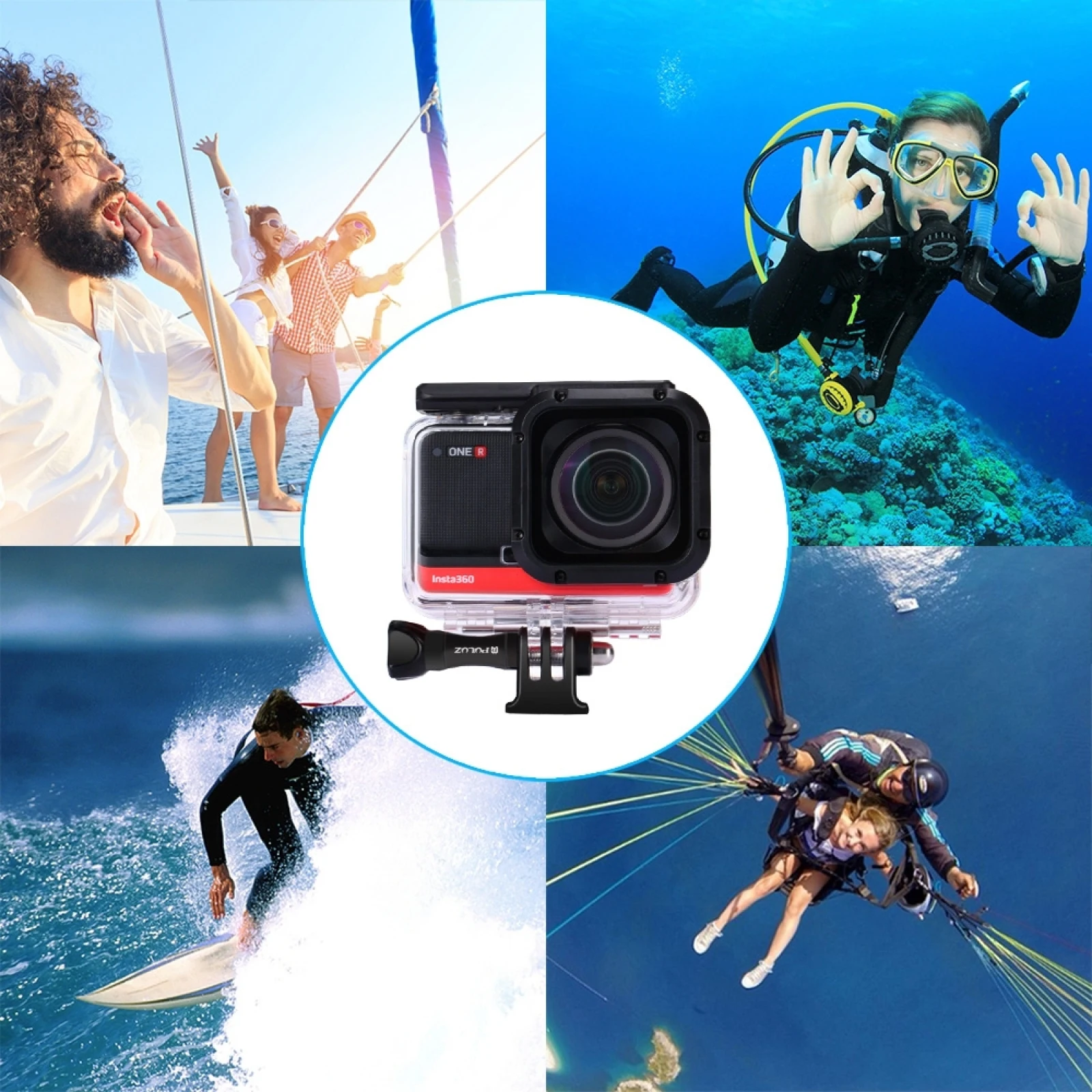 PULUZ-funda de buceo subacuática de 60m de profundidad, carcasa de cámara impermeable para Insta360 ONE R, cubierta de edición gran angular de 1,0 pulgadas/4K