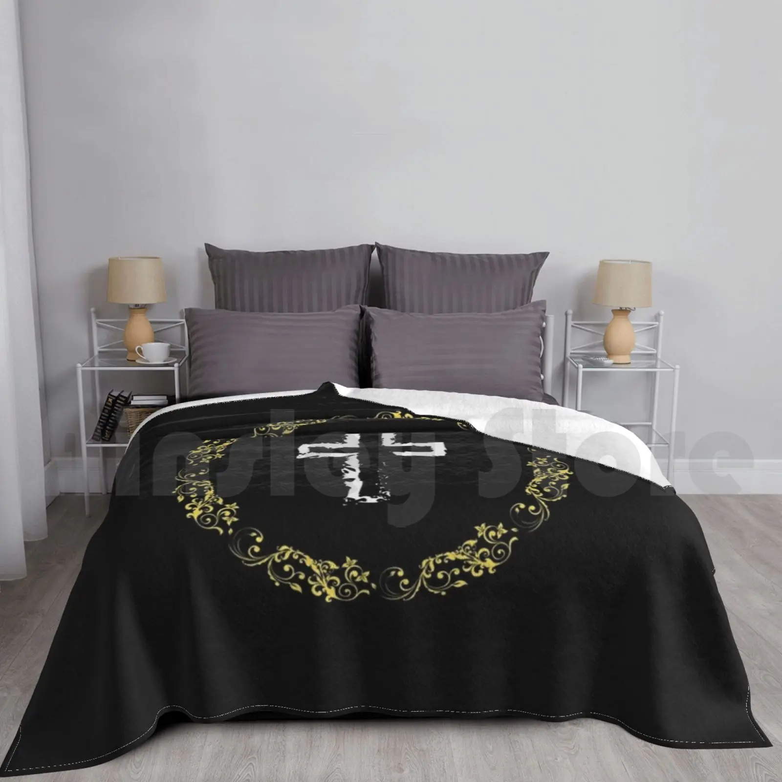 Delicate Gold Cross Faith Blanket For Sofa Bed Travel Cross Christian Jesus Religious Bible God Faith Christ