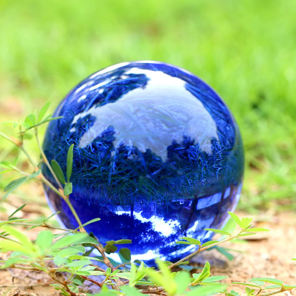 40/50/60mm Blue Crystal Ball Sphere Healing K9 Crystals Photo Props Venue Decor Magic Ball Without Base