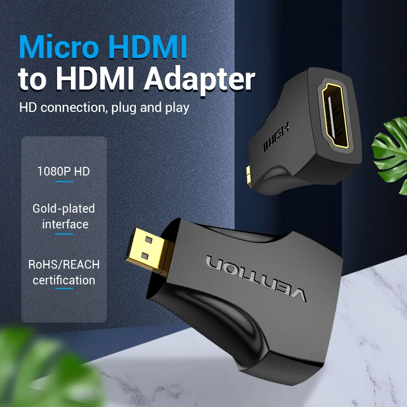 Vention Micro HDMI Adapter 1080P Micro HDMI Male to HDMI Female Converter Type D to A HDMI Adapter for PS4 Camera HDTV Mini HDMI