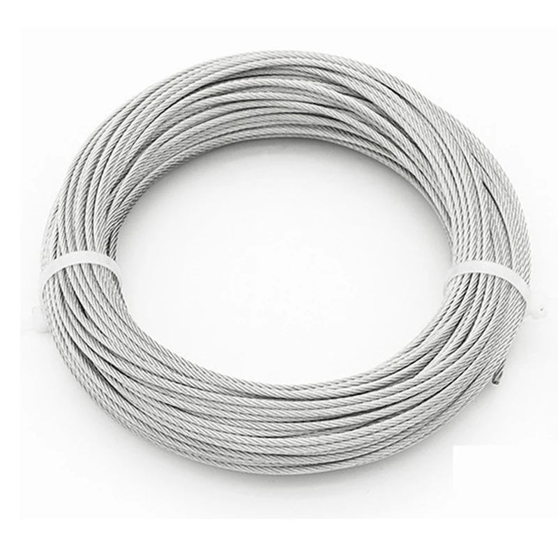 Corda de fio de aço inoxidável sofe de vários tamanhos, cabo de elevação de varal, boa qualidade, sem ferrugem, à prova d'água, comprimento 20-304 m