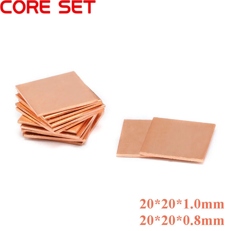 5pcs/lots 20 * 20mm*(0.8/1mm Option) Copper Sheet Shim Piece Heat Sink Thermal Pad For Laptop GPU CPU