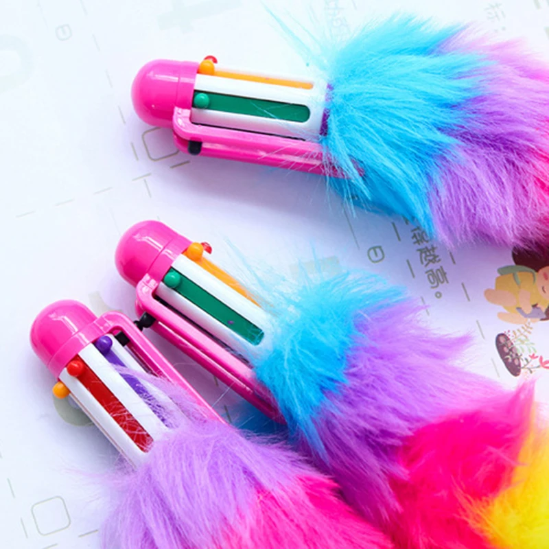 1 pz 2 pz 5 pz 0.7mm 6 colori penna a sfera scuola forniture per ufficio peluche penna di scrittura colore penna a sfera strumenti di scrittura