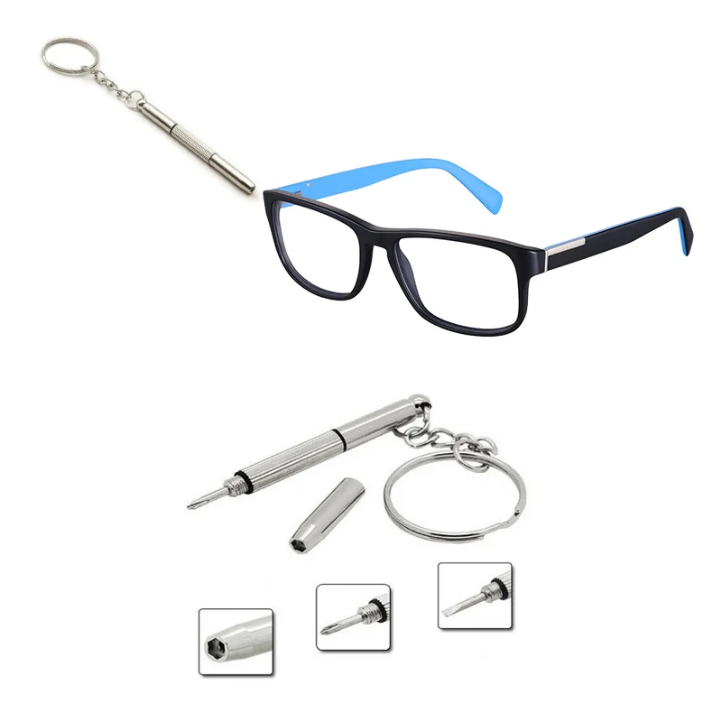 Eyeglass Screwdriver Portable Stainless Steel Keychain Screwdriver Eyeglass Sunglasses Watch Screwdriver 3 In 1 Repair Kit Tools