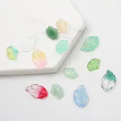 10 pcs/lot Glass Ginkgo Leaves/Feather  Leaves Lampwork Gradient Multicolor Glass Beads For Jewelry Making Handmade Accessories