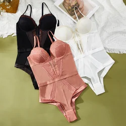 Sexy gather underwear, bodysuit, thin and thick bra, one-piece bra, lace mesh suspender bodysuit womens sense lingerie set