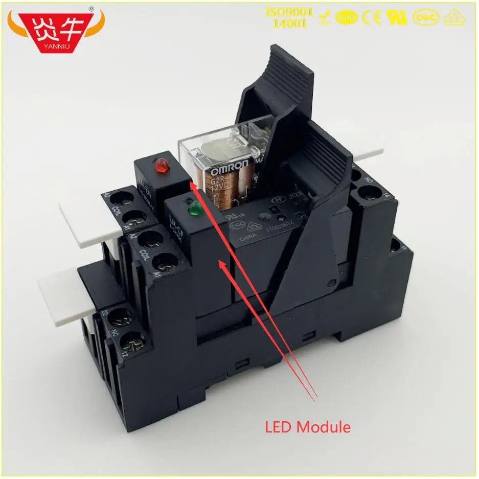 10Pcs RELAY SOCKETS LED Module  DIN Rail Snap Mount  FOR 14FF 18FF  SOCKETS YANNIU