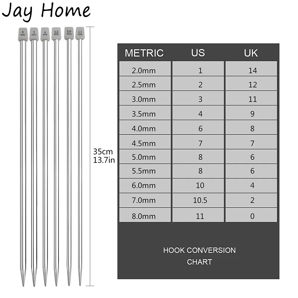 Aiguilles à tricoter en acier inoxydable, 22 pièces, 2mm-8mm, ensembles de crochets droits à pointe unique, 25/35cm, aiguilles à tricoter pour pull