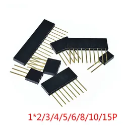 Single Row Feminino Pins Longos, Breakaway PCB Board, Pin Header, Conector de Soquete, Arduino, 2.54mm, 1x2, 3, 4, 6, 8, 10, 15Pin, 10Pcs