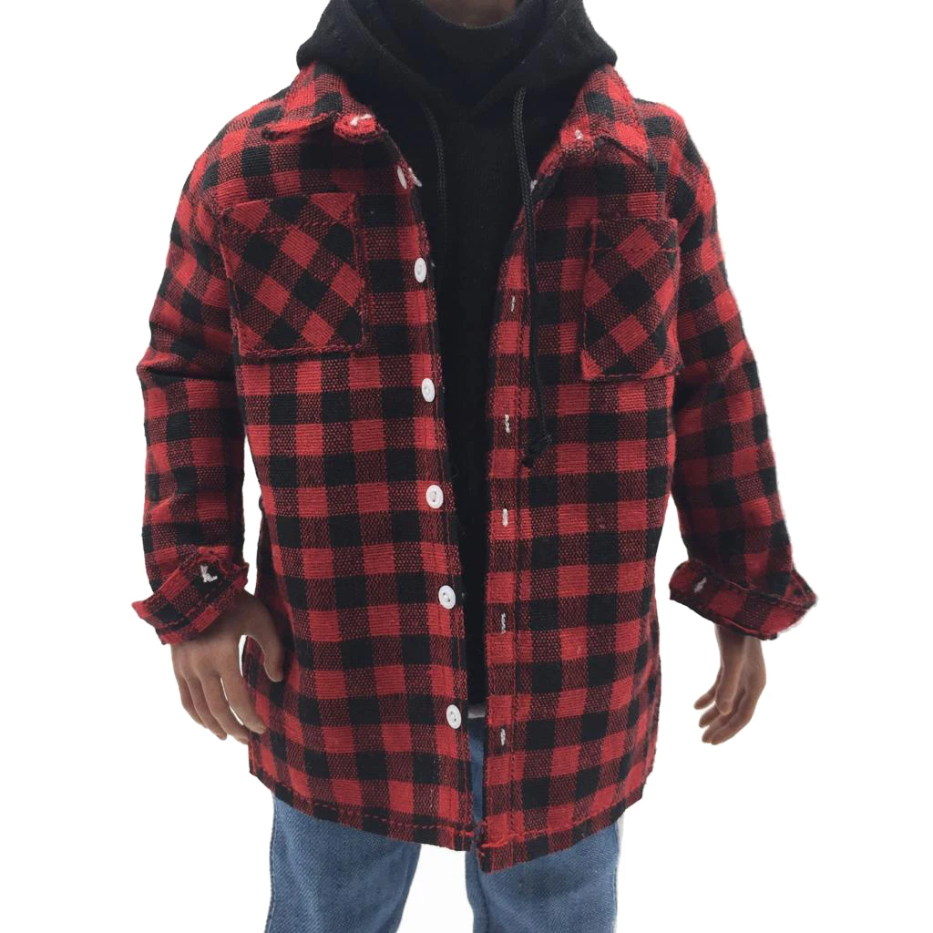 1/6 Scale Red Male Plaid Shirt Jacket Men Clothing for 12inch Action Figures Doll