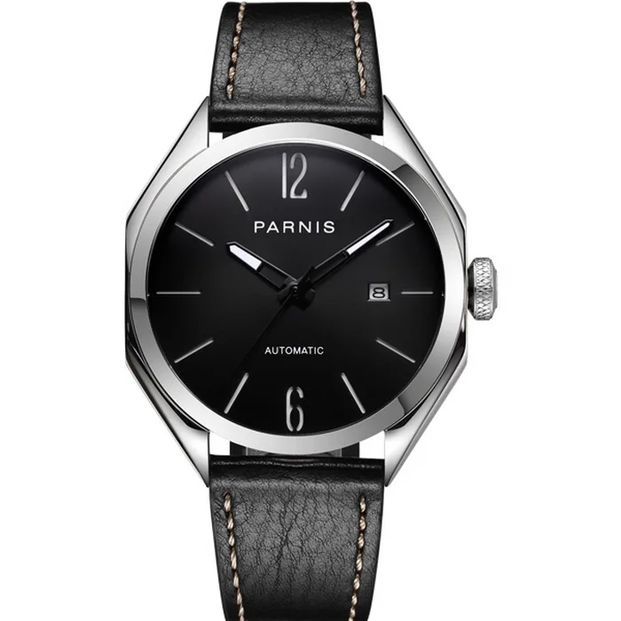 ساعة أوتوماتيكية للرجال، ساعات رجالي ماركة فاخرة بارنيس مان ساعة يد ميكانيكية ذاتية الرياح مقاومة للماء بحزام جلدي relogio